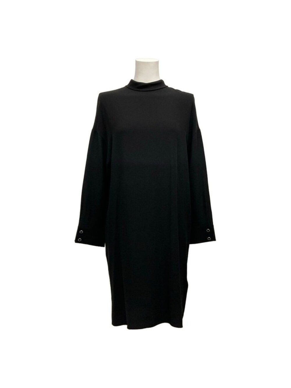 Hermes Dress S Black Long Sleeve Knee-Length Silk